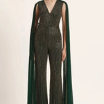 Track Line Embroidered Jumpsuit With Fringe Cape Sleeve Namrata Joshipura Online