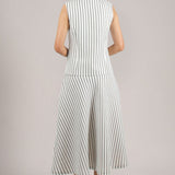 ROSETTE STRIPED VEST WITH SKIRT