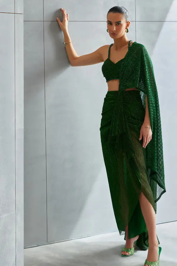 Metallic Scallop Drape Set Namrata Joshipura