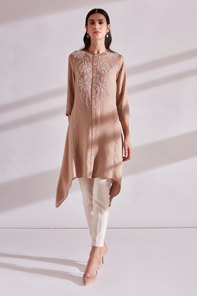 Guarded pearls Asymmetric Tunic