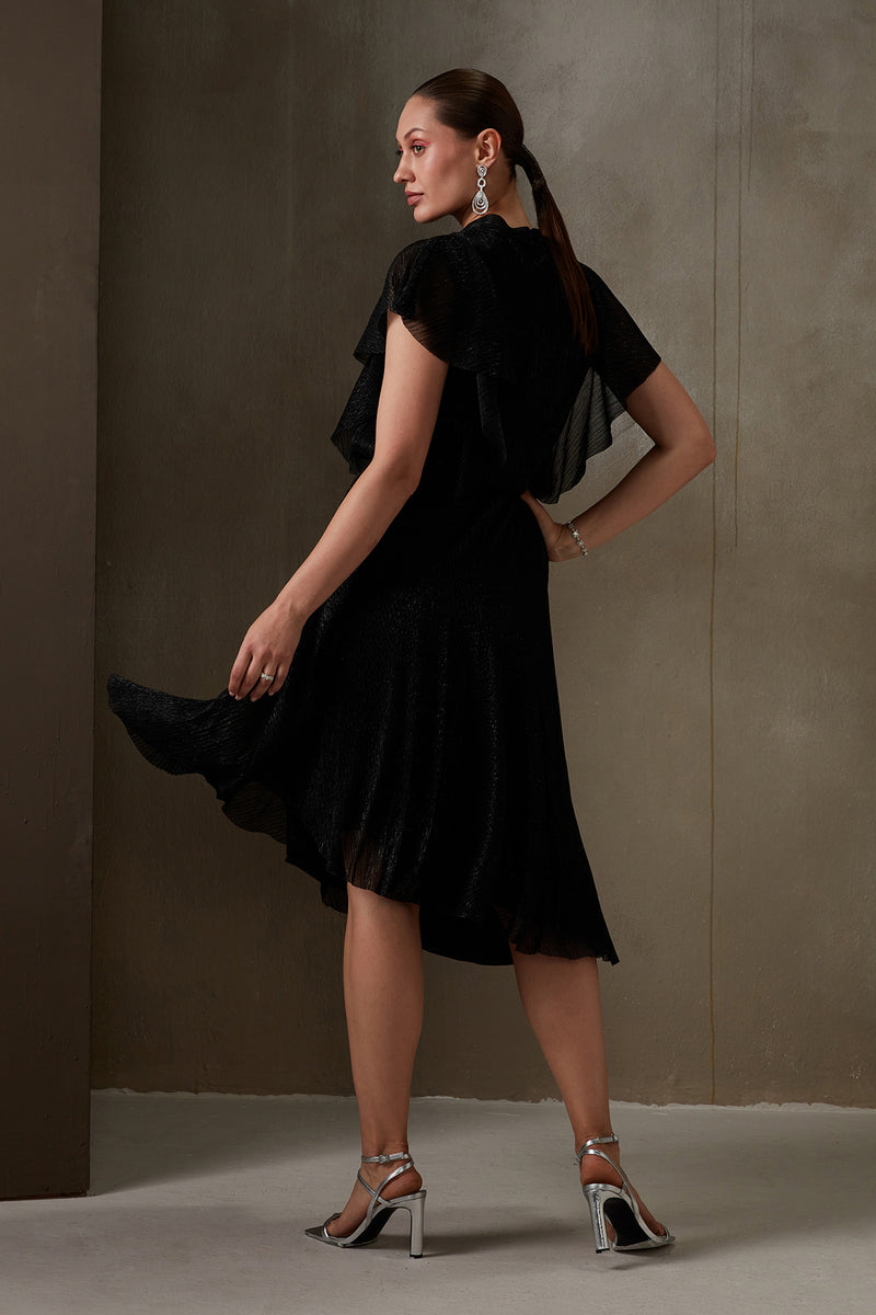 Black Golden Shimmer Evening Gown | Long gown design