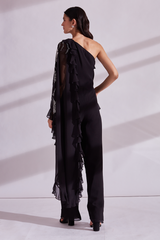 Guarded Pearls Frill cape Jumpsuit